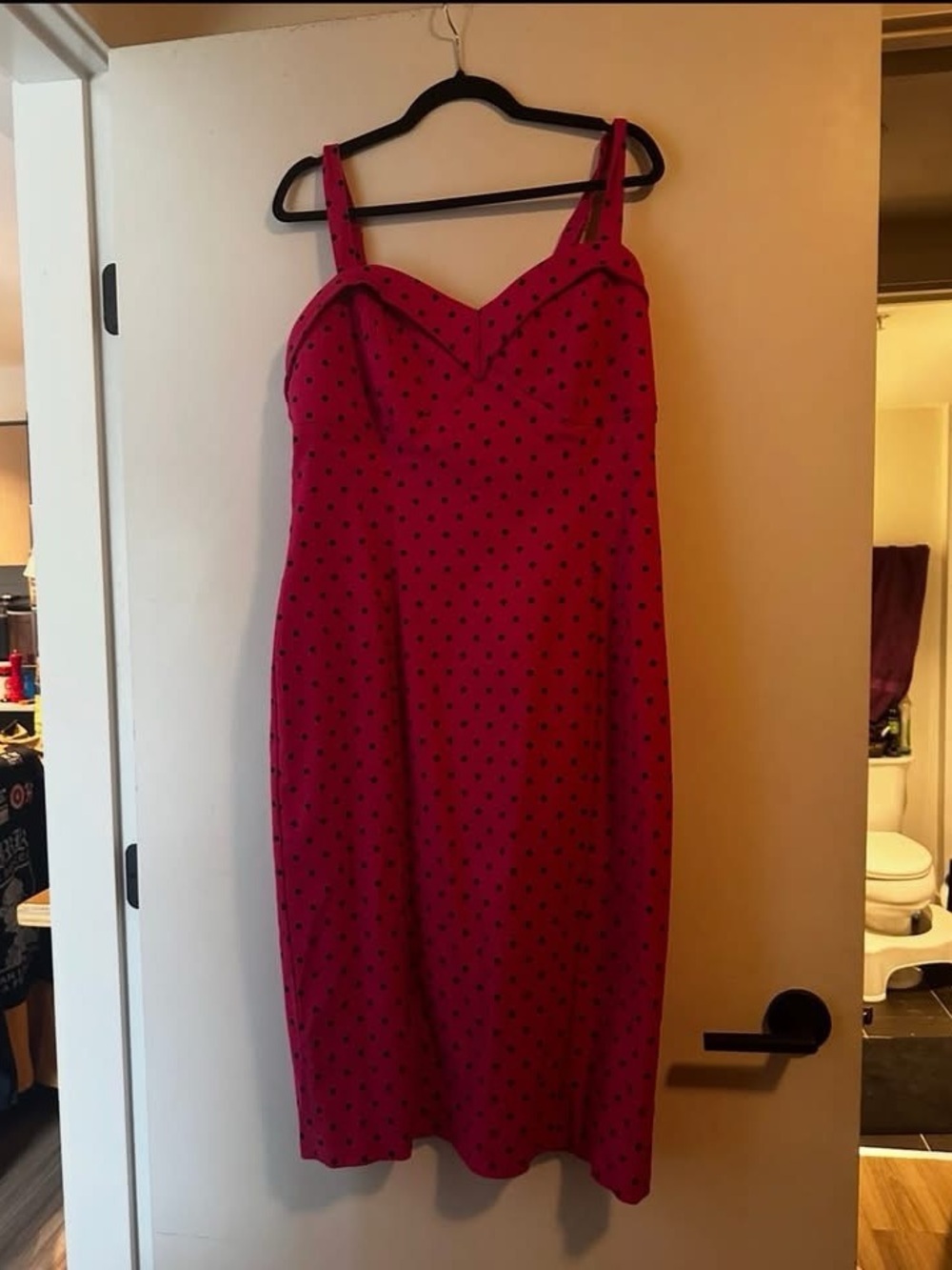 Maneater Wiggle dress in hot pink with black podkadote